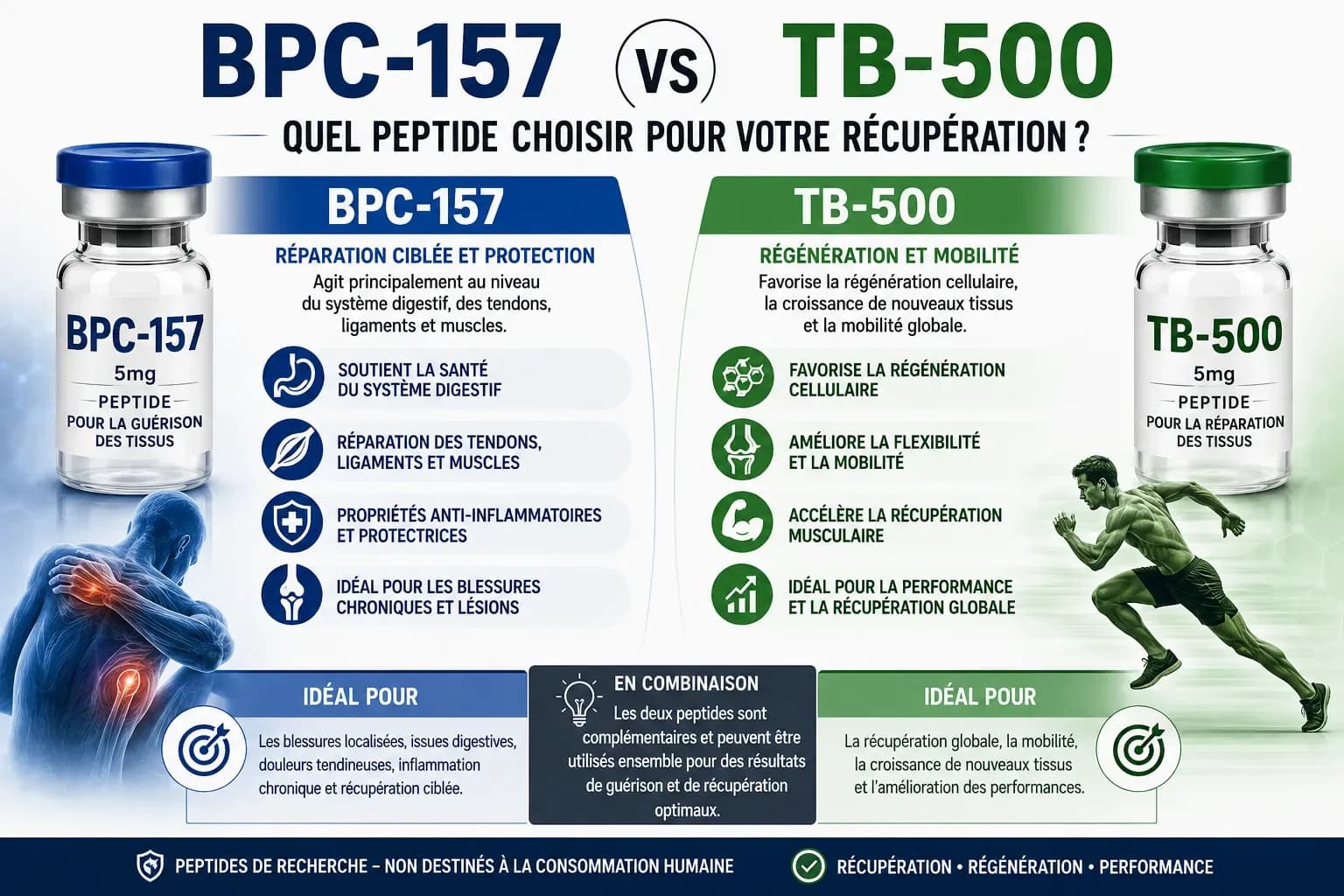 BPC-157 vs TB-500 : lequel choisir selon votre objectif