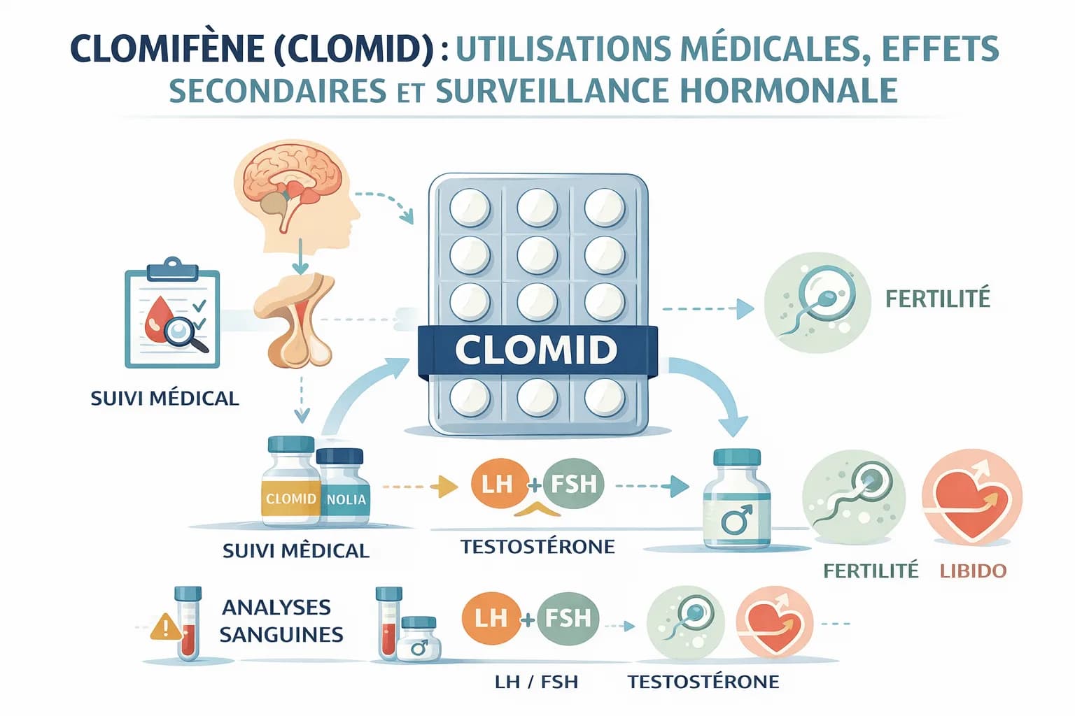 Clomifène (Clomid) : Bienfaits, Effets Secondaires, Posologie et Guide Complet pour la PCT et l’Optimisation de la Testostérone