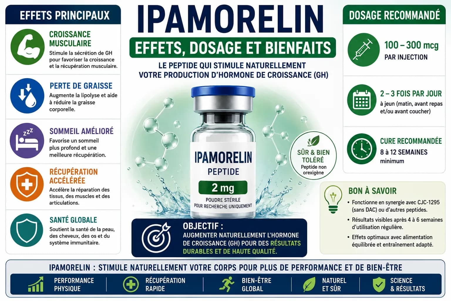 Ipamorelin : effets, dosage, cycle
