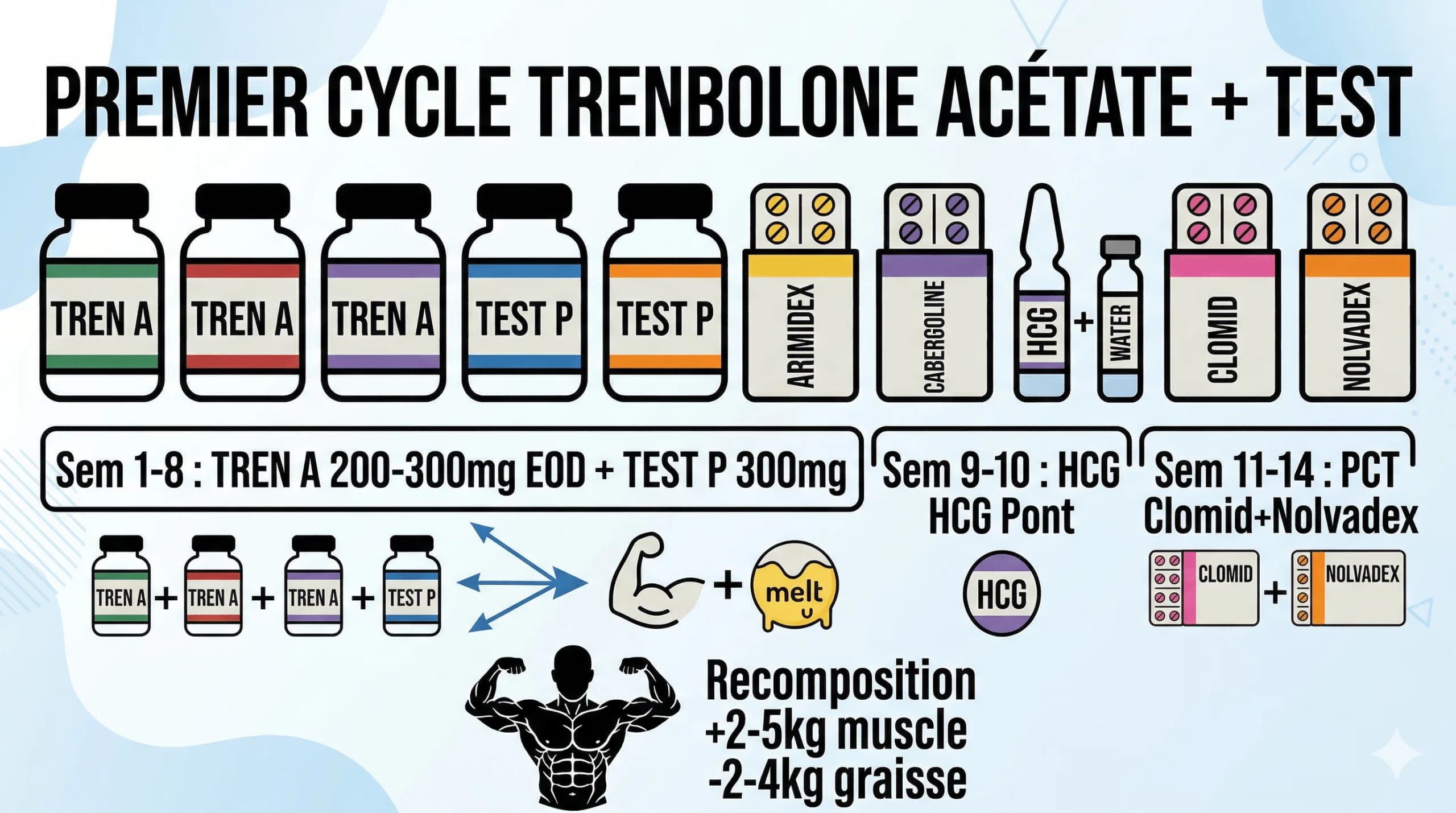 Cycle de trenbolone + testostérone