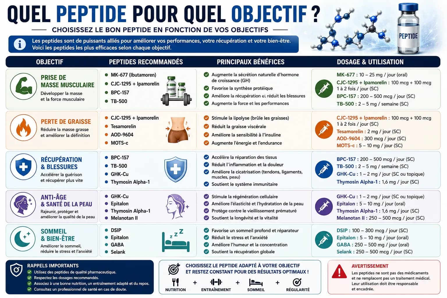 Quel peptide pour quel objectif : guide de routage complet