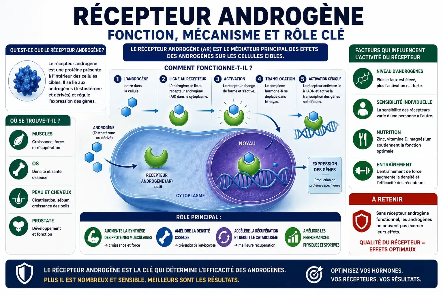 Récepteur aux androgènes : fonction, structure et mécanisme d'action