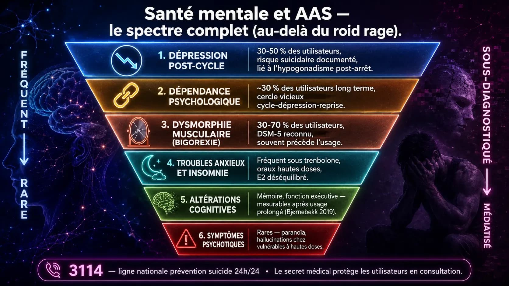 Santé mentale et stéroïdes anabolisants : le spectre complet des effets documentés