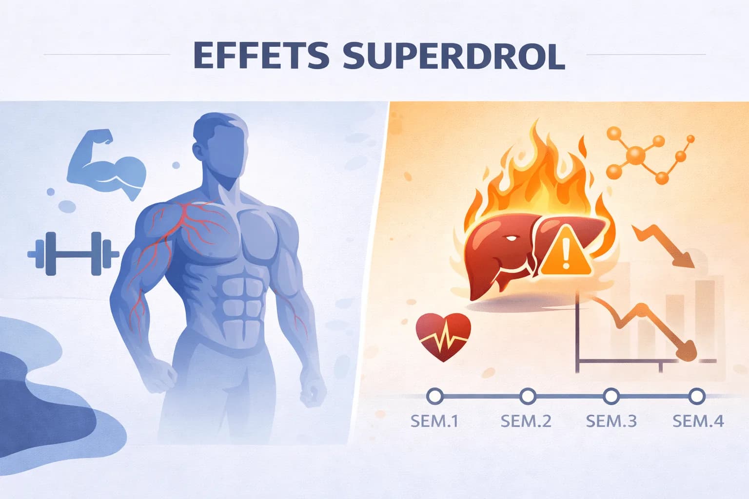 Effets secondaires du Superdrol : Toxicité hépatique, Suppression hormonale et Risques