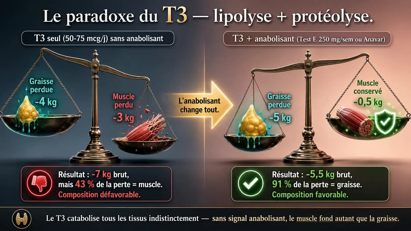 T3 (Cytomel) pour la perte de graisse : protocole complet, taper, suppression thyroïdienne