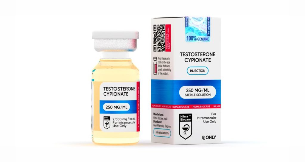 Flacon de 10ml de testostérone cypionate à concentration de 250mg/ml de la marque Hilma Biocare