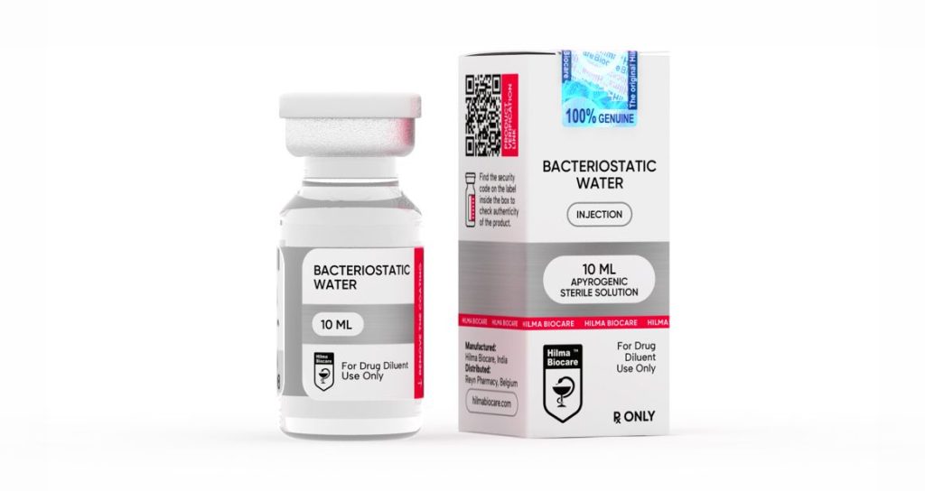Flacon de 10 ml d'eau bactériostatique de Hilma Biocare