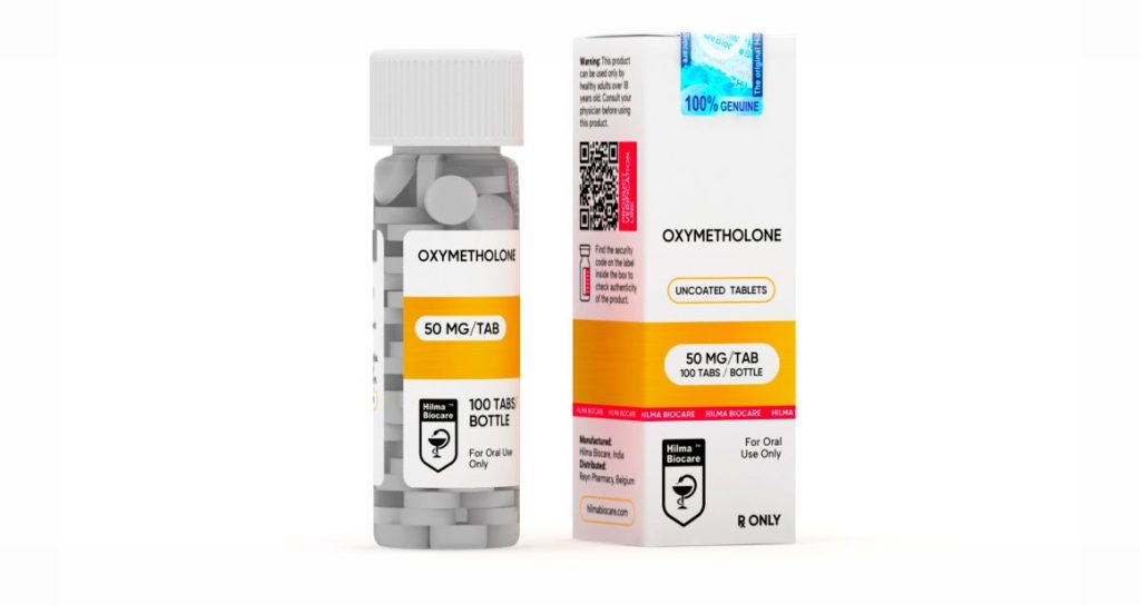 Boîte de 100 comprimés de 10mg d'oxymétholone (Anadrol) de Hilma Biocare