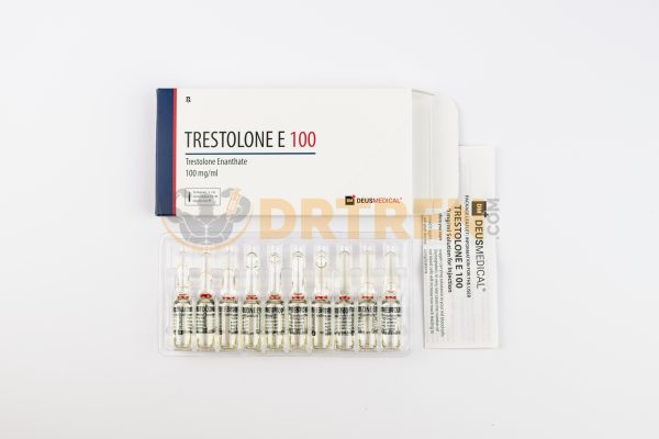 Trestolone E 100 (Énanthate de Trestolone) de Driada Medical, flacon de 10 ml avec une concentration de 100 mg/ml, conçu pour stimuler la croissance musculaire et améliorer les performances physiques