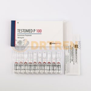 Testomed P 100 (Propionate de Testostérone) de Deus Medical, flacon de 10 ml avec une concentration de 100 mg/ml, utilisé pour la thérapie hormonale et l'amélioration de la masse musculaire