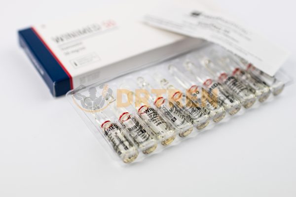 Winimed 50 (Stanozolol) de Deus Medical, 50 mg/ml en 10 ampoules, stéroïde anabolisant utilisé pour la performance sportive et la définition musculaire