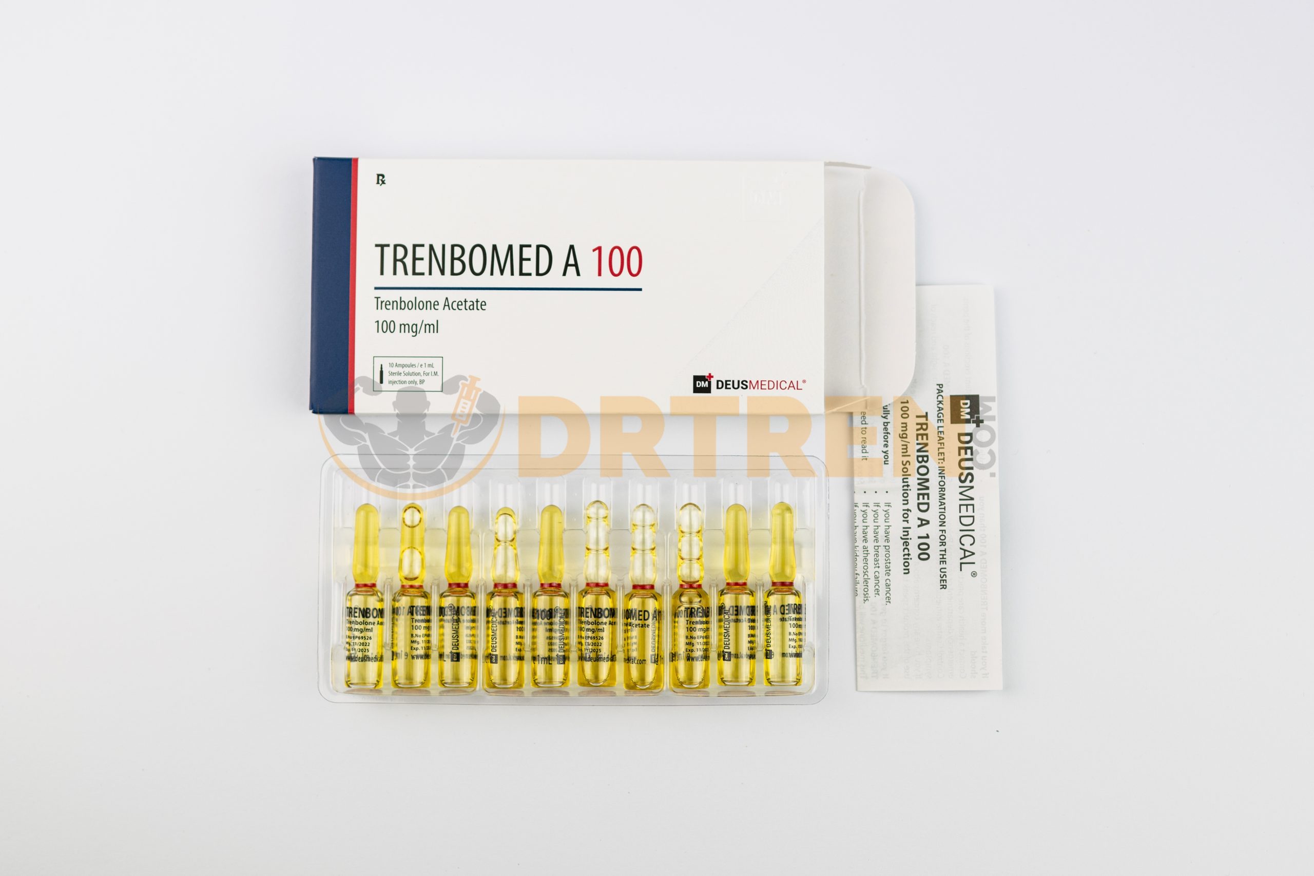 Trenbomed A 100 (Acétate de Trenbolone) de Deus Medical, 10ML [100MG/ML], stéroïde puissant utilisé pour la prise de masse musculaire et la force