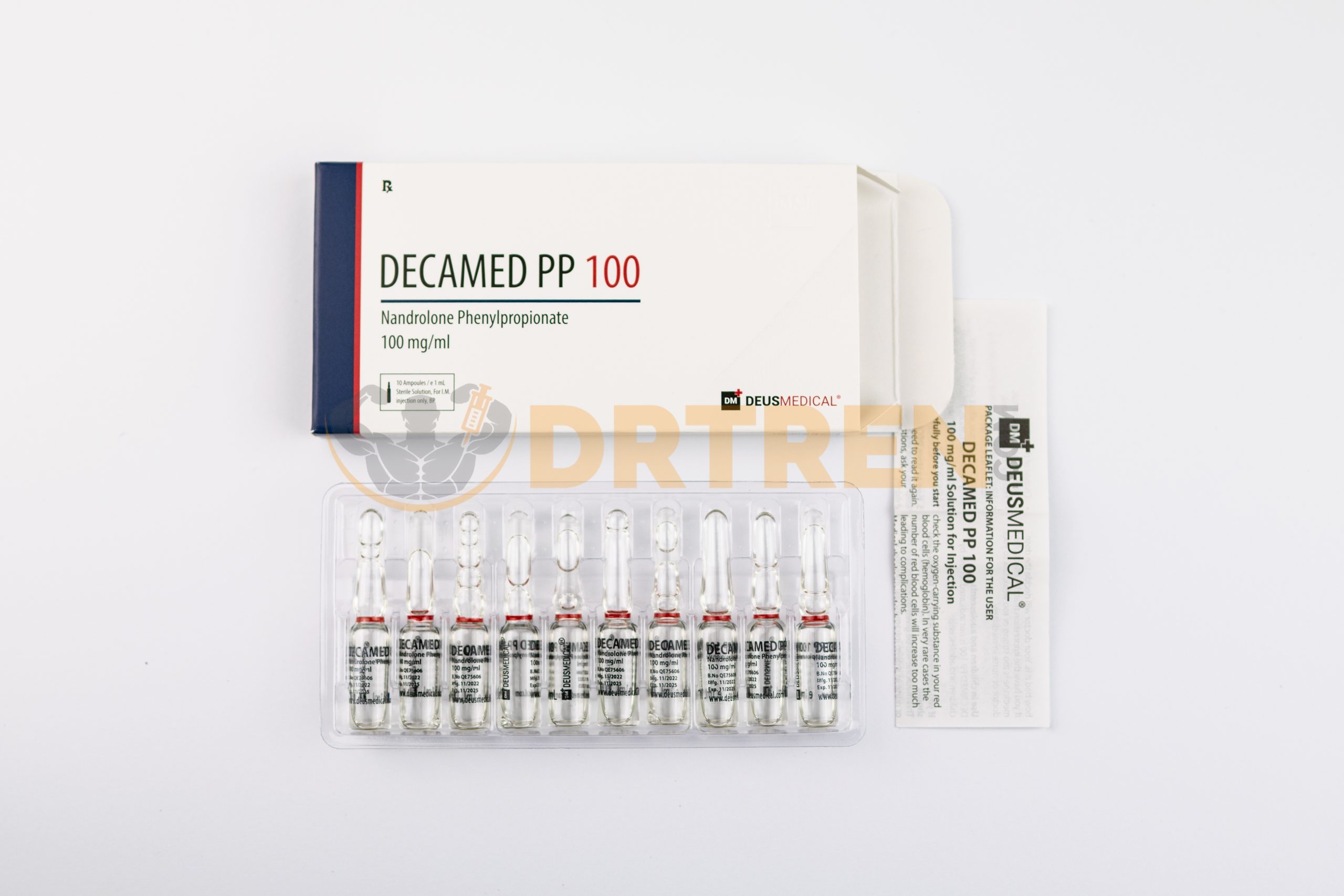 Decamed PP 100 (Nandrolone Phenylpropionate) 10ML [250MG/ML] de Deus Medical, stéroïde injectable à action rapide pour le gain musculaire et la performance