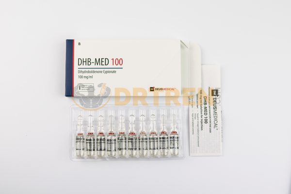 DHB-MED 100 (Cypionate de dihydroboldénone) de Deus Medical, 10ml, 100mg/ml, stéroïde injectable utilisé pour le développement musculaire et la performance athlétique