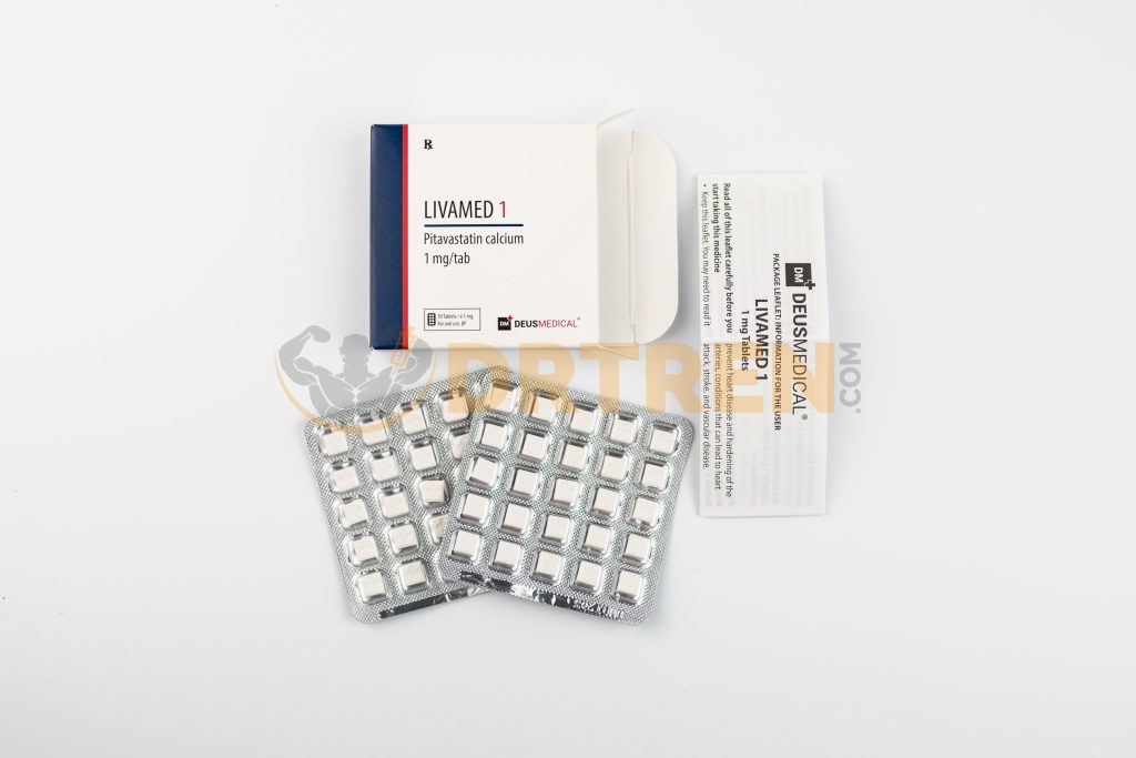 LIVAMED 1 (Pitavastatine Calcium) 1mg/comprimé de Deus Medical, un médicament utilisé pour réduire les niveaux de cholestérol et soutenir la santé cardiovasculaire