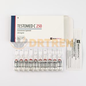 Testomed C 250 (Cypionate de Testostérone) de Deus Medical, disponible en flacon de 10 ml avec une concentration de 250 mg/ml, utilisé pour la thérapie hormonale