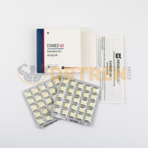 EVIMED 60 (Raloxifène HCL) 60mg/comprimé de Deus Medical, un modulateur sélectif des récepteurs aux œstrogènes utilisé dans la prévention et le traitement de l'ostéoporose chez les femmes ménopausées