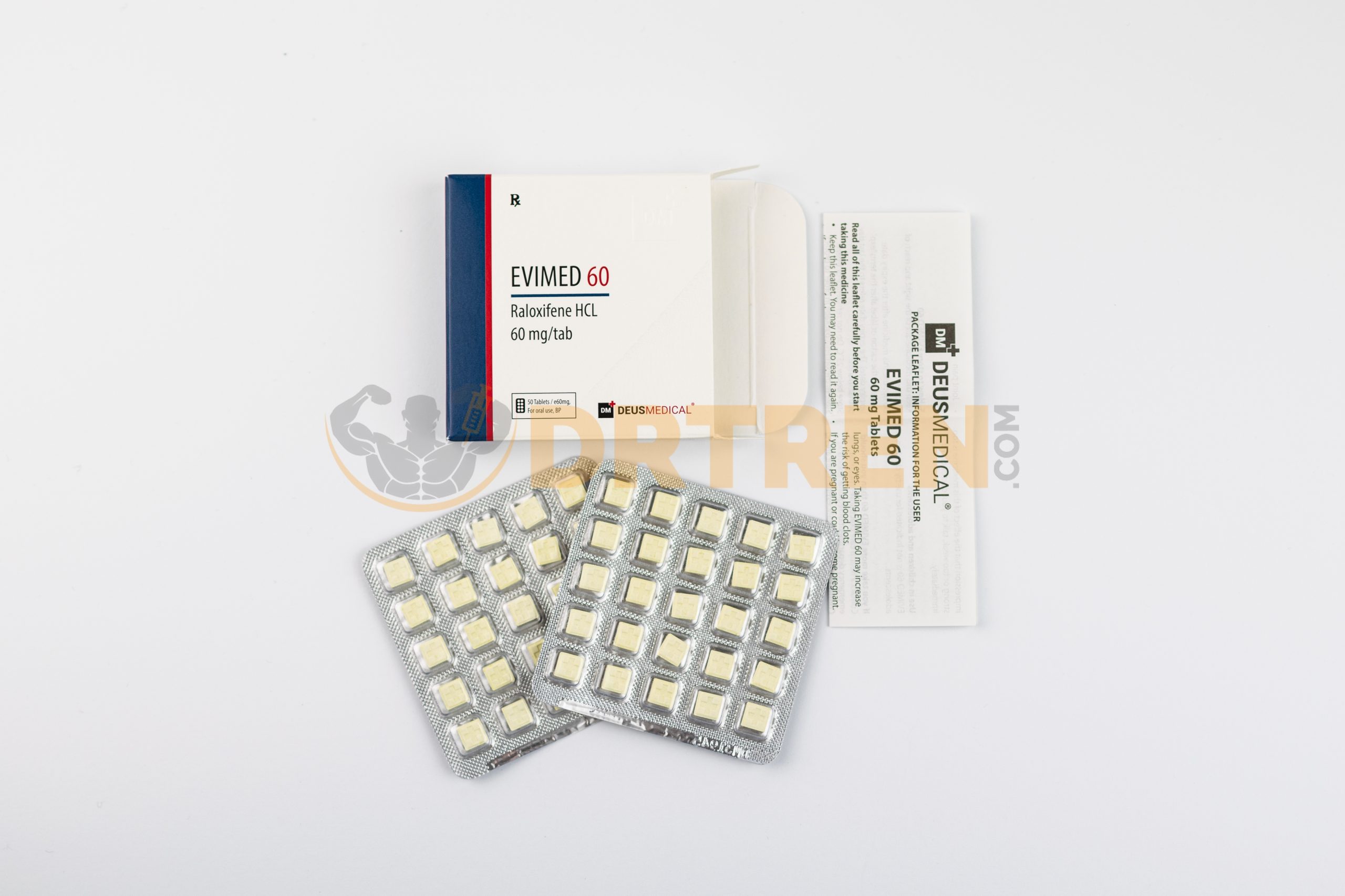 EVIMED 60 (Raloxifène HCL) 60mg/comprimé de Deus Medical, un modulateur sélectif des récepteurs aux œstrogènes utilisé dans la prévention et le traitement de l'ostéoporose chez les femmes ménopausées