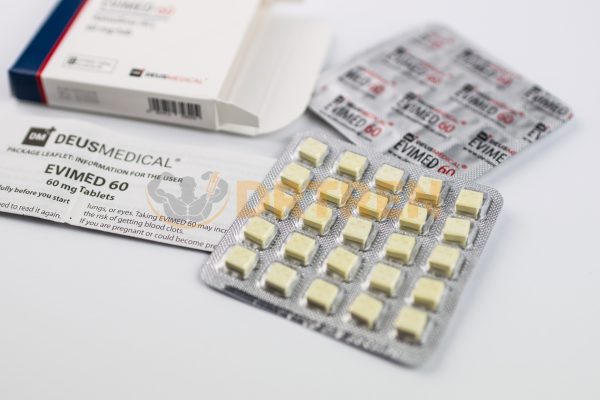 EVIMED 60 (Raloxifène HCL) 60mg/comprimé de Deus Medical, un modulateur sélectif des récepteurs aux œstrogènes utilisé dans la prévention et le traitement de l'ostéoporose chez les femmes ménopausées