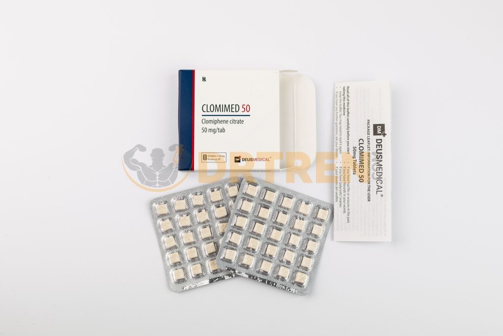 Clomimed 50 (Citrate de Clomifène) de Deus Medical, 50 comprimés de 50 mg, utilisé pour traiter l'infertilité en stimulant l'ovulation chez les femmes