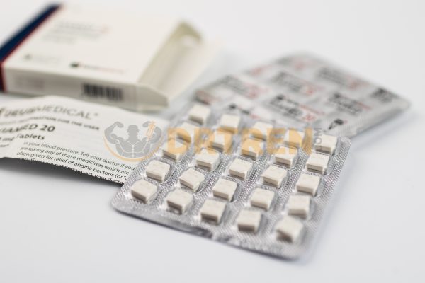 Viamed 20 (Citrate de Sildénafil) de Deus Medical, boîte de 50 comprimés de 20 mg, utilisé pour traiter la dysfonction érectile chez les hommes