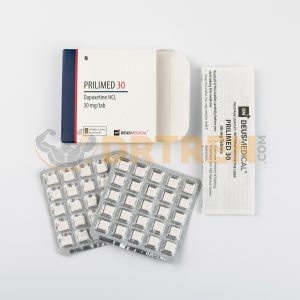 Prilimed 30mg (Dapoxétine HCL) Deus Medical, un inhibiteur sélectif de la recapture de la sérotonine (ISRS) utilisé pour traiter l'éjaculation précoce chez les hommes