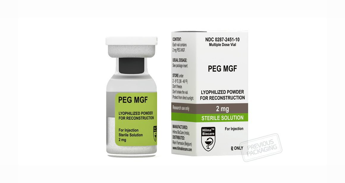Flacon de PEG MGF 2mg de la marque Hilma Biocare.