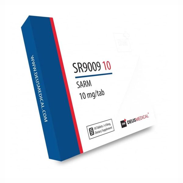 Boîte de 50 comprimés de 10mg de sténabolique (SR9009) de Deus Medical