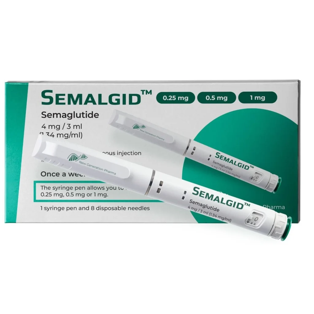 Flacon de Semaglutide 4 mg, peptide agoniste des récepteurs GLP-1 utilisé pour la perte de poids, la gestion de l'appétit et le contrôle de la glycémie